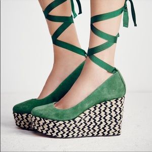 Free People Green chevron Charade Wedge